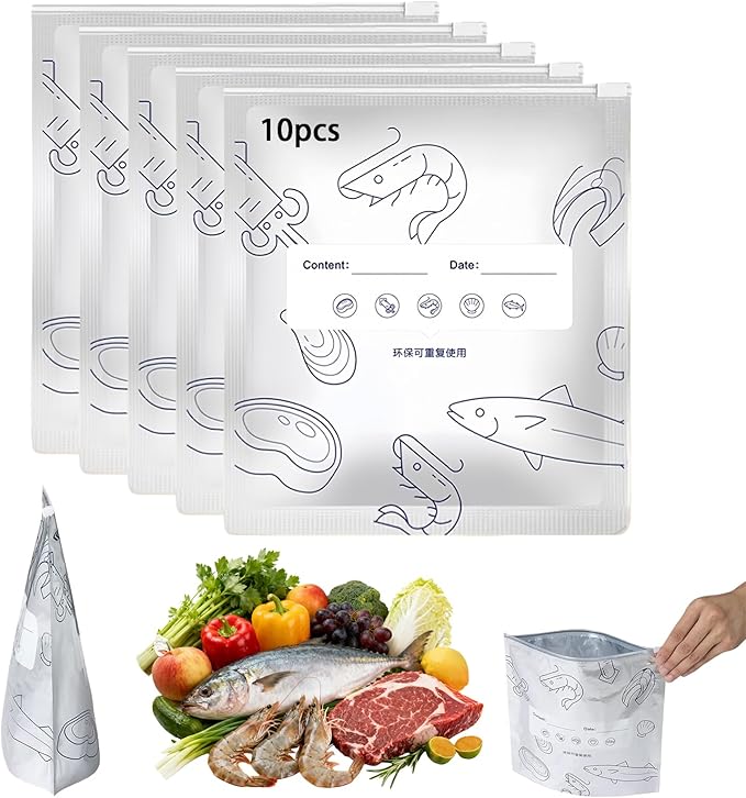 Reusable Aluminum Foil Sealable Storage Bags, 2026 New Resealable Stand Up by Unknown