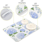 Blue Hydrangea Flowers Dish Drying Mat Super Absorbent Drying Mat Large Coffee - Image 5