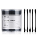 tifanso 200 Count Black Cotton Swabs, Natural Black Double Tipped Cotton Buds by tifanso