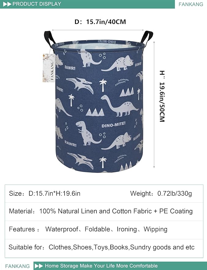 FANKANG Storage Basket, Nursery Hamper Canvas Laundry Basket Foldable - Image 2
