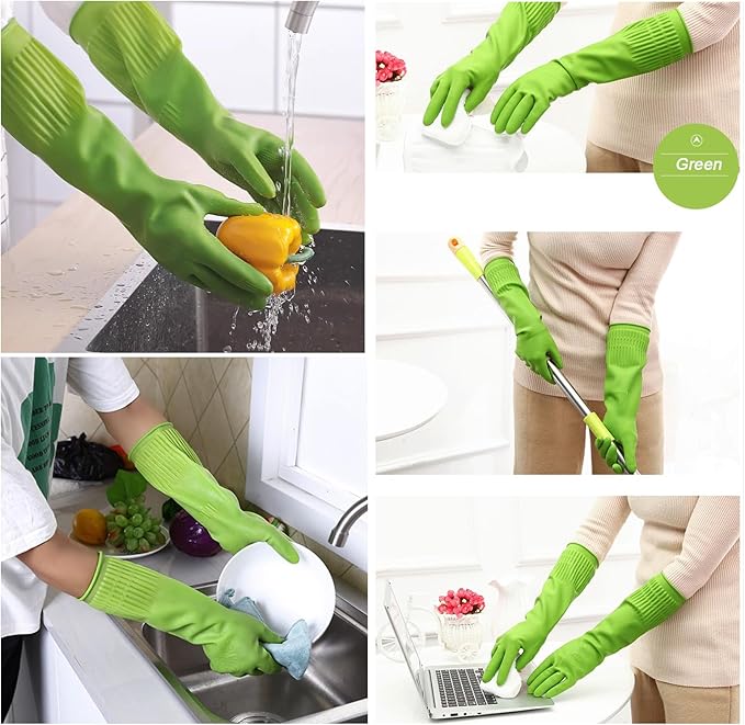 Bamllum 3 Pairs of Rubber Dishwashing Gloves - Image 3