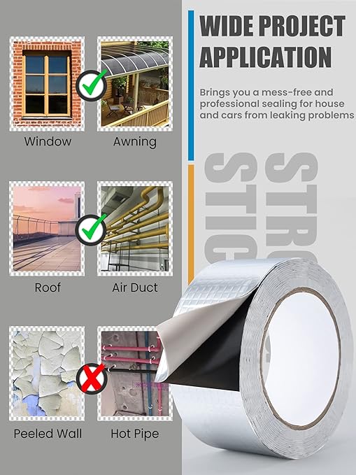 Lichamp Aluminum Butyl Tape, Waterproof Butyl Aluminum Foil Tape 2 inches x - Image 5
