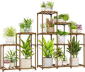 Bamworld 2 Sets Plant Stands Indoor Tall Shelves Outdoor for Multiple Flowers 10 Pots Wooden Rack for Living Room Balcony Garden by Bamworld