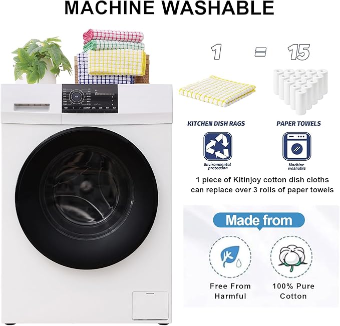 Kitinjoy Cotton 6 Pack Terry Kitchen Towels, 16 x 25 Inches Super Soft and - Image 5