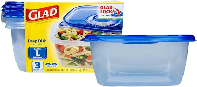 Glad GladWare Deep Dish Food Storage Containers, Large Rectangle by GladTrashFoodStorage