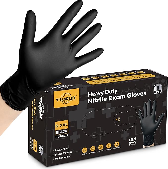 TitanFlex Disposable Nitrile Exam Gloves, Heavy Duty, Latex Free, Food Safe by TitanFlexDisposableGloves