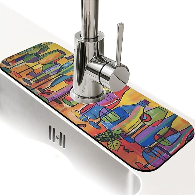 Kitchen Sink Splash Guard，Colored glass bottles Faucet Mat Sink Gadgets-Super by ZHUZHISHAN