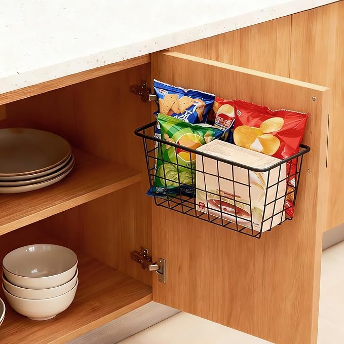 2 Set Adhesive Hanging Wall Basket Inside Cabinet Door Organizer, Wall Storage - Image 8