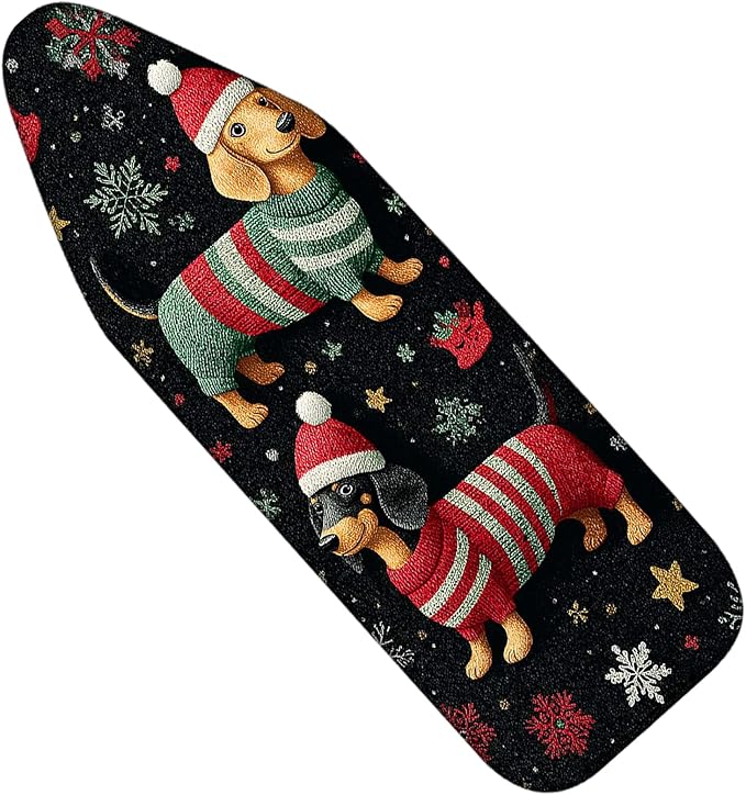 Nuxovilar Ironing Board Covers Winter Dogs in Sweaters Pattern Polyester 15x54 by Nuxovilar