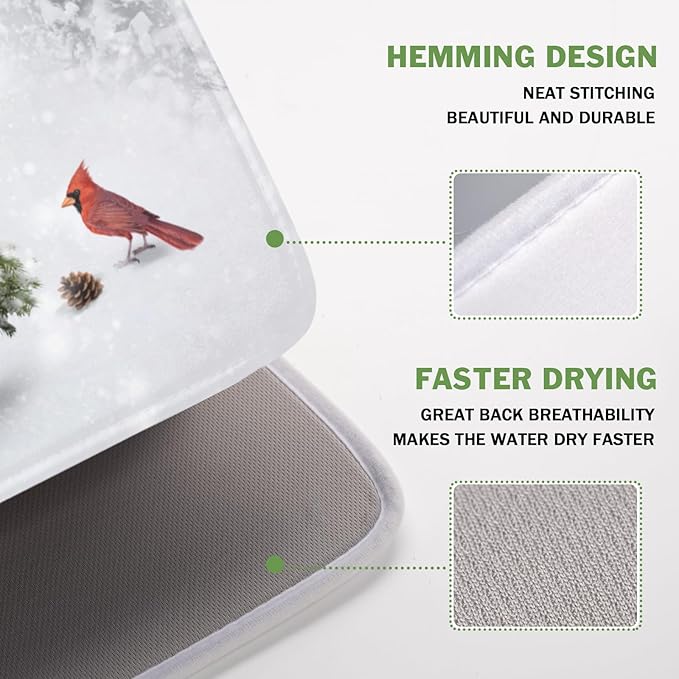 Winter Forest Dish Drying Mat for Kitchen Counter Silvery White Pine Trees Snow - Image 4