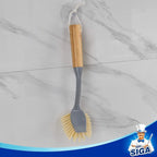 MR.SIGA Dish Brush with Long Bamboo Handle Built-in Scraper, Scrub Brush - Image 6