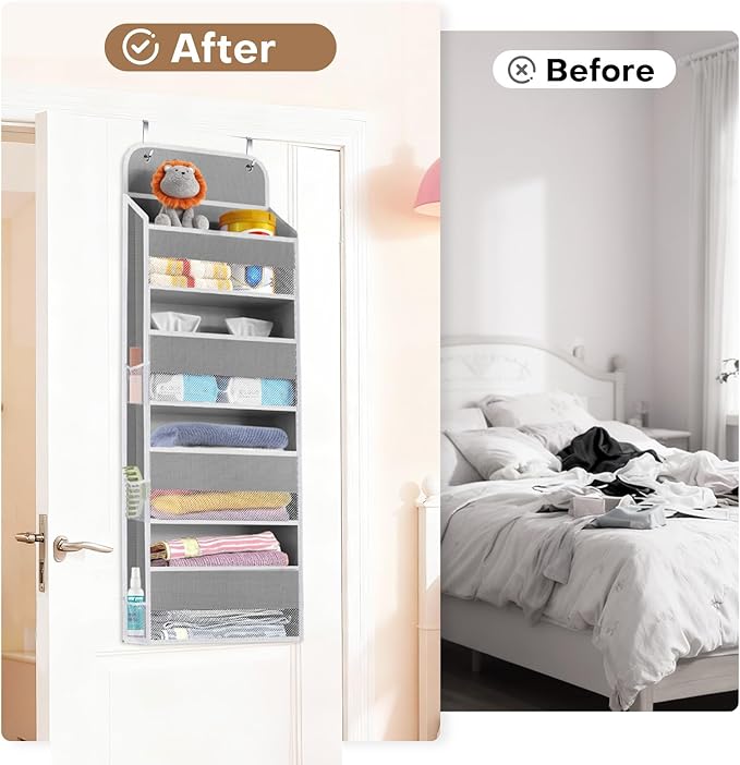 SpaceWhisper Over the Door Organizer, 4 Large Pocket Hanging Storage Organizer - Image 6