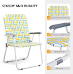 VINGLI Patio Lawn Webbed Folding Chairs Outdoor Beach Portable Camping Chair for Yard, Garden (2, Yellow, Oversized) - Image 4