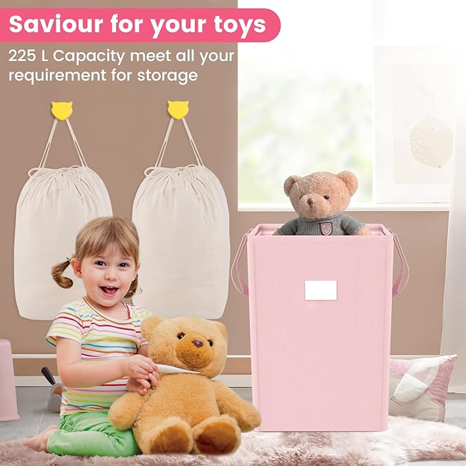 MCleanPin 220L Pink Laundry Hamper Large Collapsible Basket - Image 4