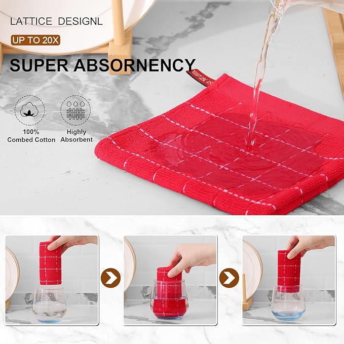 Mordimy 100% Cotton Terrycloth Kitchen Towels and Dishcloths Sets, Soft and - Image 3