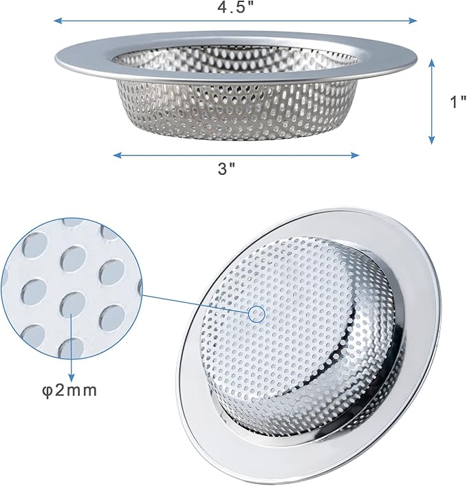 2 Pcs Sink Strainer for Most Kitchen Sink Drain Basket, Upgraded Double-Layer - Image 4