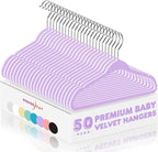 HOUSE DAY 11 Inch Velvet Baby Hangers 50 Pack Lt-Purple, Premium Kids Hangers by HOUSEDAY