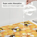 Bee Dish Drying Mat For Kitchen Counter Absorbent Large Kitchen Fast Dry Pad - Image 6