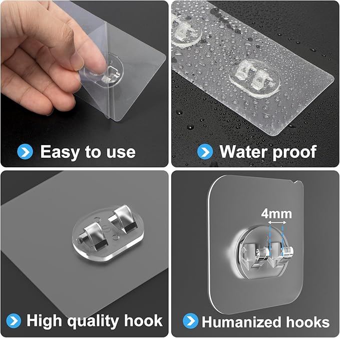 Lsnisni 4 Pack Shower Caddy Adhesive Replacement, Strong Adhesive Hooks - Image 4
