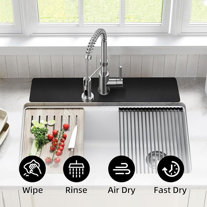 LOPNUR Faucet Mat for Kitchen Sink Protectors, 24 Inch Long Kitchen Sink Splash - Image 8