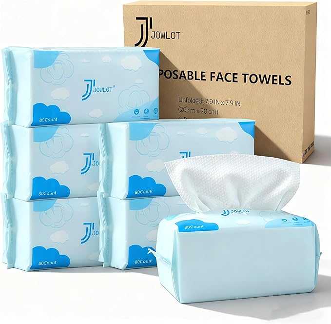 Disposable Face Towels, Dry Wipes Face Tissues Towelettes by JOWLOT