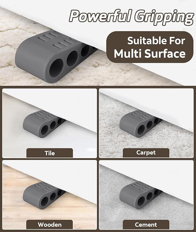4 Pack Door Stops for Bottom of Door, Rubber Door Stopper Wedge - Image 3