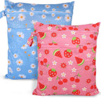 2pcs Travel Waterproof Laundry Bag, Cloth Diaper Wet Dry Bags by SANFERGE