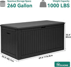 YITAHOME 260 Gallon Large Deck Box with Divider & Side Handles, Outdoor Double-Wall Storage for Patio Furniture Cushions, Garden Pool Accessories, Water Resistant & Lockable - Image 8