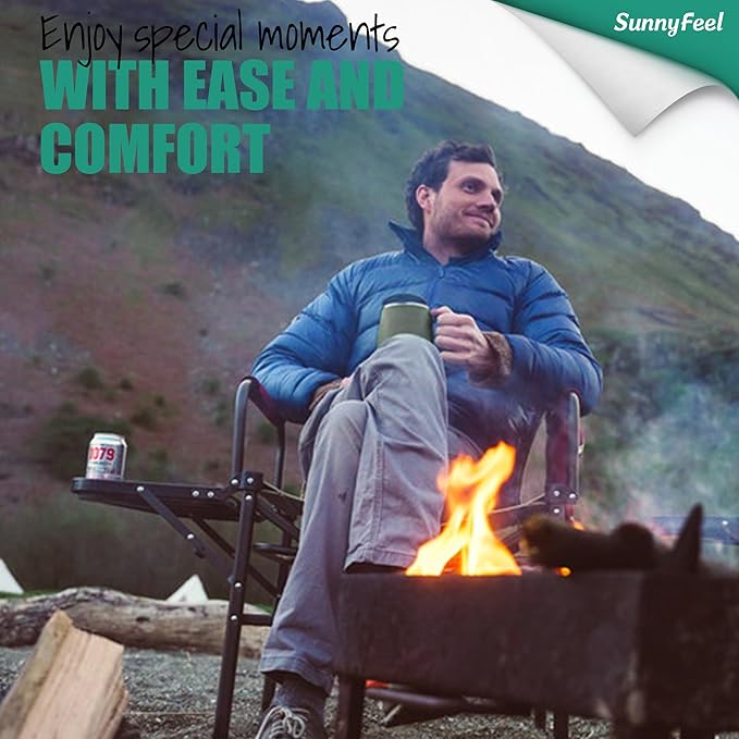 SUNNYFEEL Heated Camping Directors Chair, Heavy Duty,Oversized Portable Folding Chair with Side Table, Pocket for Beach, Fishing,Trip,Picnic,Lawn,Concert Outdoor Foldable Camp Chairs - Image 4