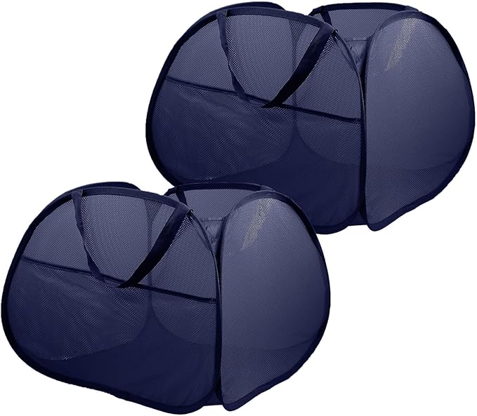 2 Pack Collapsible Foldable Laundry Baskets, 90L Large Durable Mesh Pop Up by Bemkoo