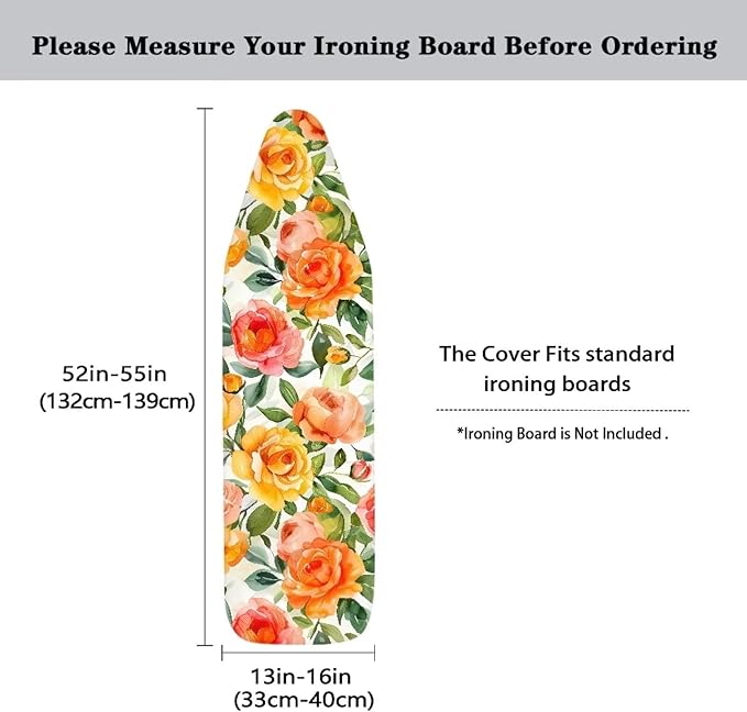 Rose Ironing Board Cover with Padding, Standard Size Replacement Iron Board - Image 5
