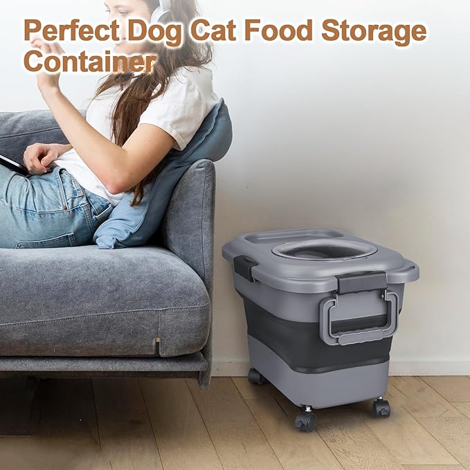 Dog Food Storage Container，10-25 lbs Airtight Collapsible Cat Food Storage - Image 7