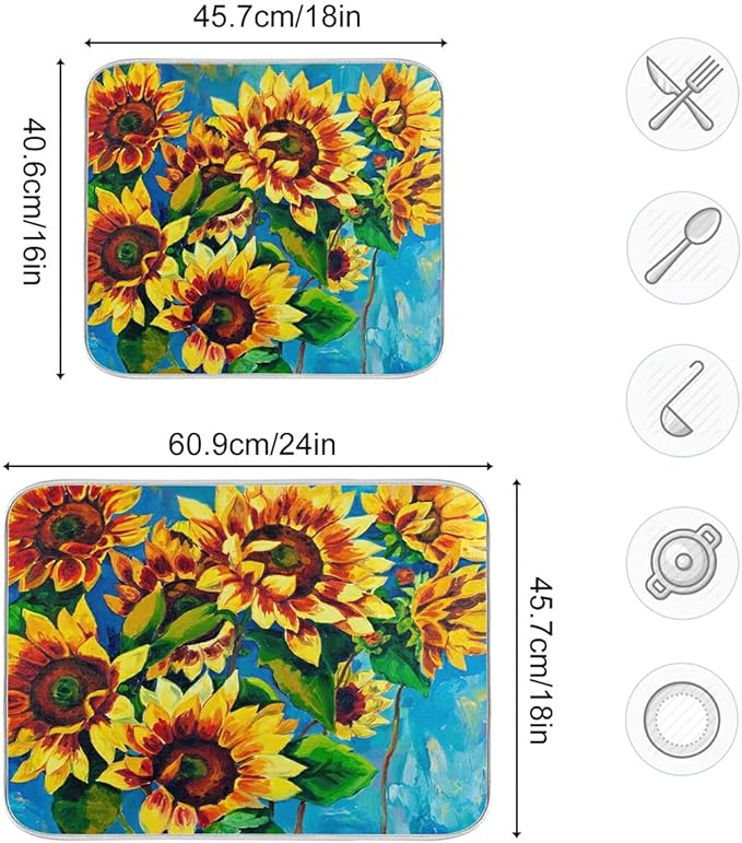 Super Absorbent Dish Drying Mat, Microfiber Fast-Drying Dish Mat, Kitchen Dish - Image 3