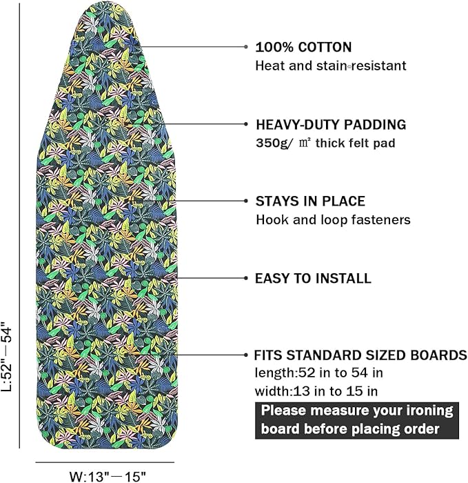 Ironing Board Cover and Pad Standard Size 15 x 54, 3 Pairs of Hook and Loop - Image 2