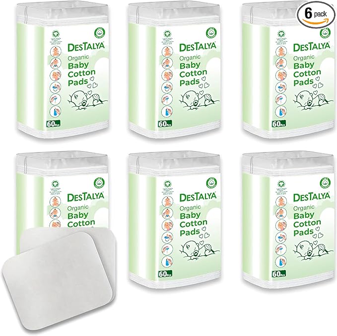 DESTALYA Baby Cotton Pads for Diaper Change | Large Cotton Squares for by DESTALYA