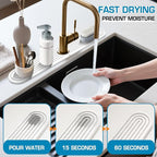White-Oval 23.6" Diatomite Kitchen Faucet Mat Stone Sink Tray – Quick Drying - Image 3