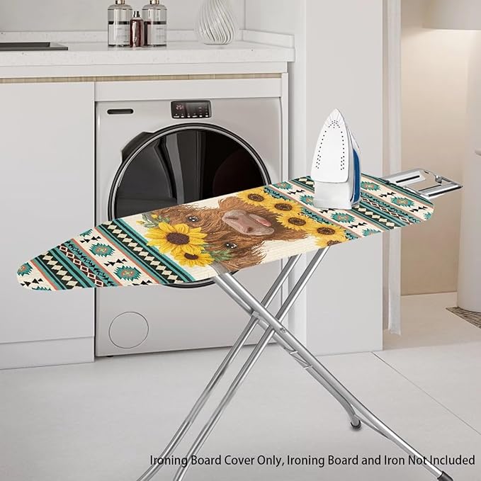 Sprowallow Tribal Cow Sunflower Ironing Board Cover and Pad 15x54 inch Scorch - Image 2