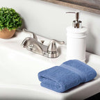 SUPERIOR Solid Egyptian Cotton Hand Towel Set, Denim Blue - Image 5