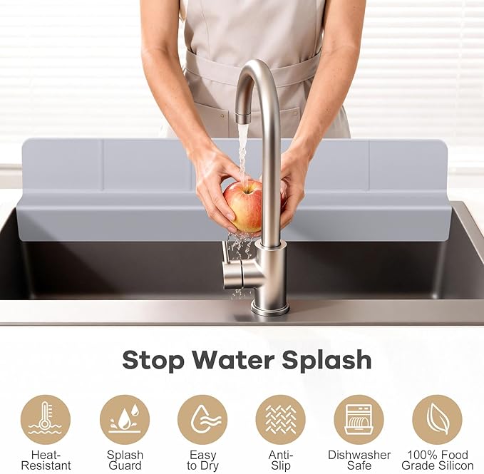 Sink Splash Guard with Suction Cups, Silicone Water Guard - Image 2