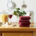 DII Basic Terry Collection Waffle Dishtowel Set, Solid Wine, 4 Piece - Image 5