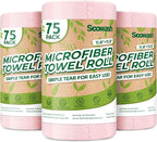 Microfiber Cleaning Cloths Roll, 225 Pack Tear Away Microfiber Towels Roll by SOOWASH