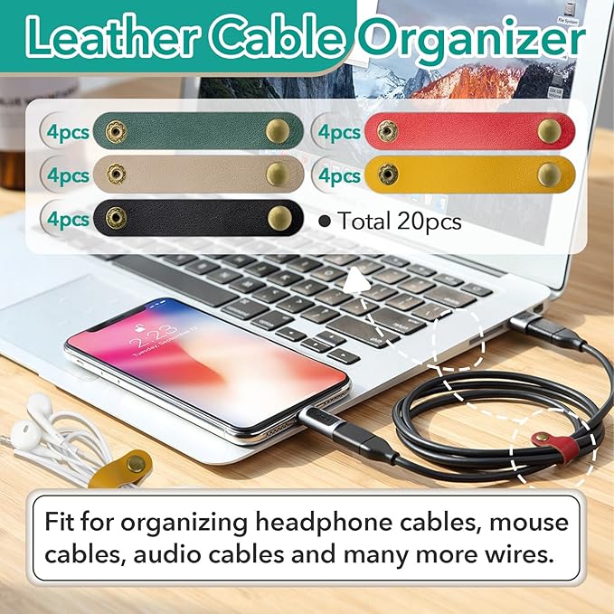 20 Pcs Leather Cord Organizer - Image 2