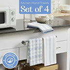 MosJos Kitchen Towels Set of 4 Dish Towels Blue n White Waffle Weave Cotton - Image 2
