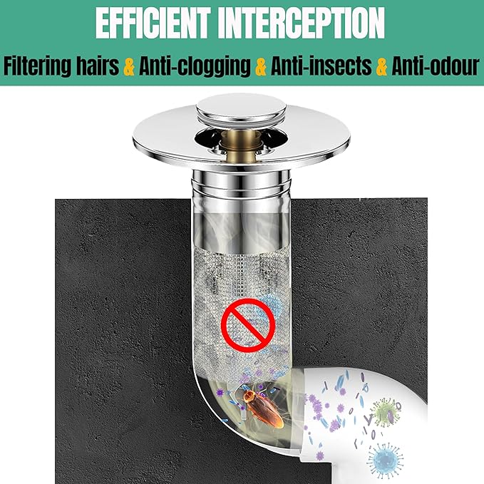 Bathroom Sink Drain Stopper for US Universal Replacement, Pop Up Drain for - Image 6