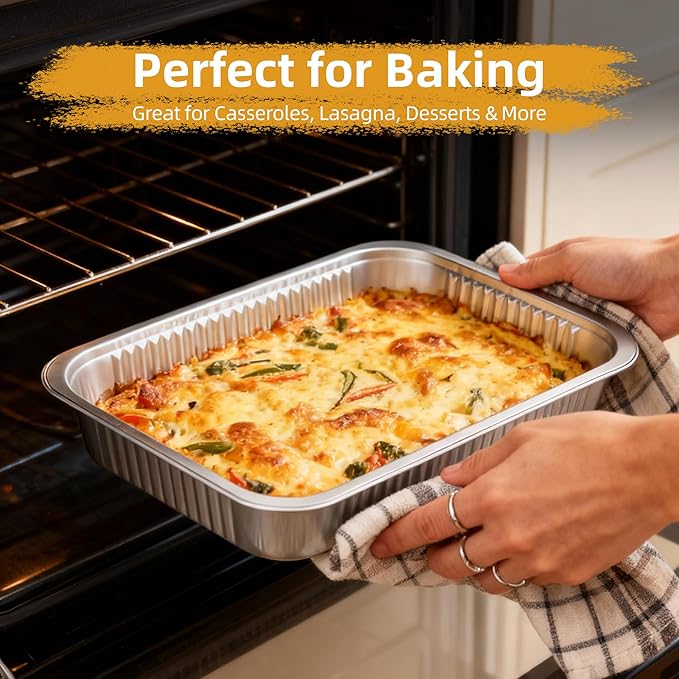 Aluminum Foil Pan with Lids, Heavy Duty Disposable Aluminum Baking Pans - Image 6