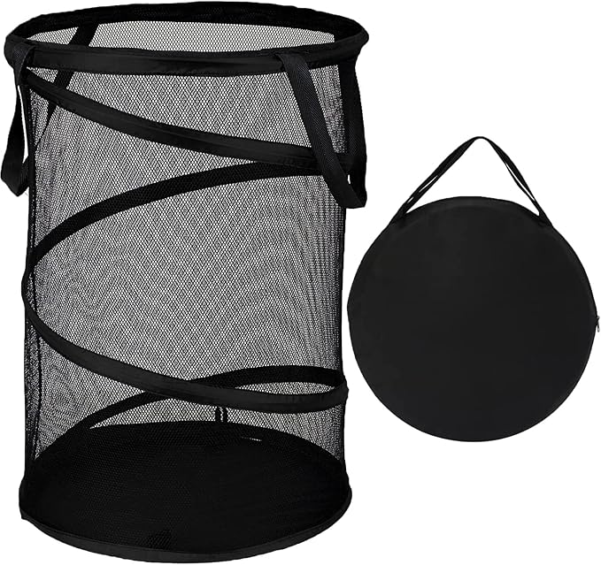 BATTOO Black X-Large Collapsible Laundry Basket Foldable Mesh Pop Up Hamper by BATTOO