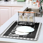 Sinmoe 18 x 24 Inch Buffalo Plaid Dish Drying Mat Drying Dish Pad Absorbent - Image 5