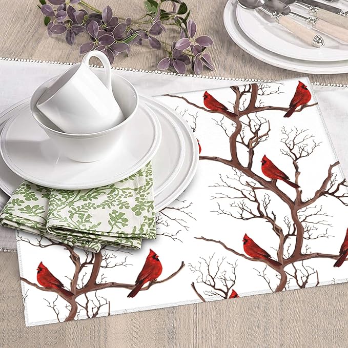 Winter Cardinal Birds Dish Drying Mat - Image 3