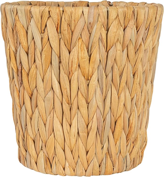 Household Essentials Handwoven Round Water Hyacinth Waste Basket - Image 5