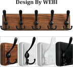 WEBI Rustic Coat Rack Wall Mount, Solid Wood Coat Hooks Wall Mounted Coat Hanger - Image 4